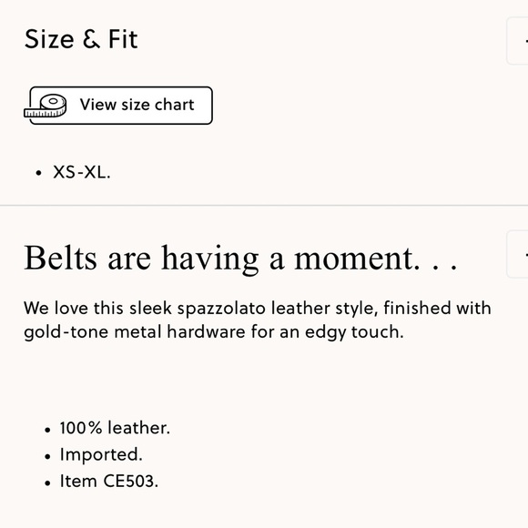 NWT J. Crew Thin Italian spazzolato leather belt cream with shiny Gold Buckle L - Picture 3 of 13